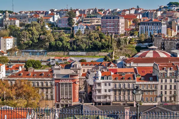 Лиссабонские Крыши Вид Воздуха — стоковое фото