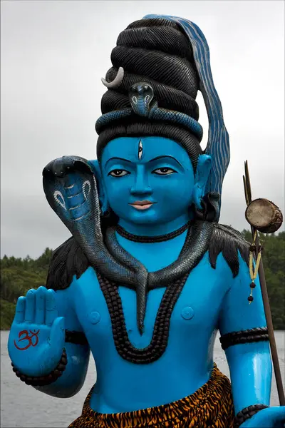 Blue Wood Statue Hinduism — Stock Photo, Image