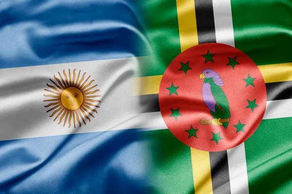 Flaggorna Argentina Och Dominica — Stockfoto