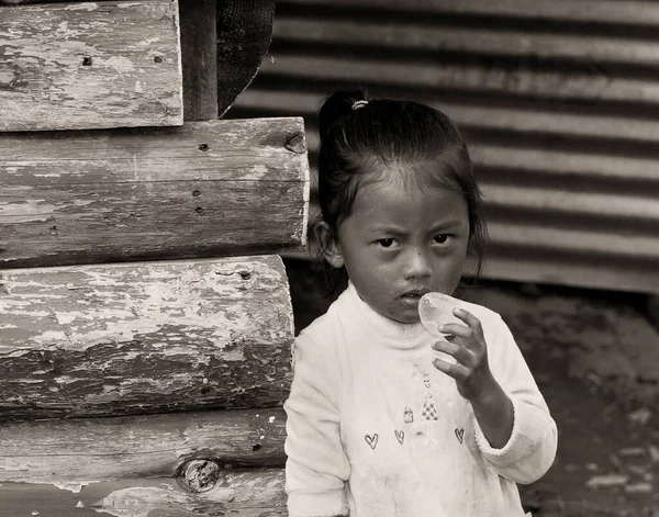 Poor Nepali Girl Child Looking Doubt Her Mind — Stock Photo, Image