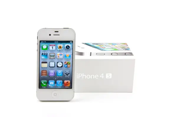 White Iphone Its Box — Stock Photo, Image