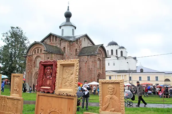 Exposición Iglesia Ortodoxa Novgorod Rusia — Foto de Stock