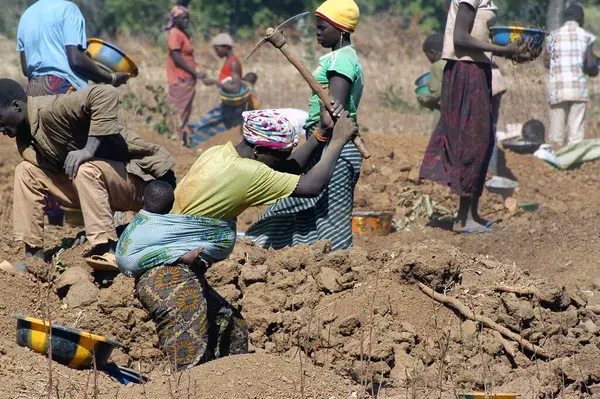 Work Processes Goldmine Poura Africa — Stock Photo, Image