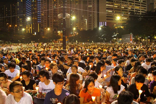 Decenas Miles Personas Llenaron Victoria Park Hong Kong — Foto de Stock