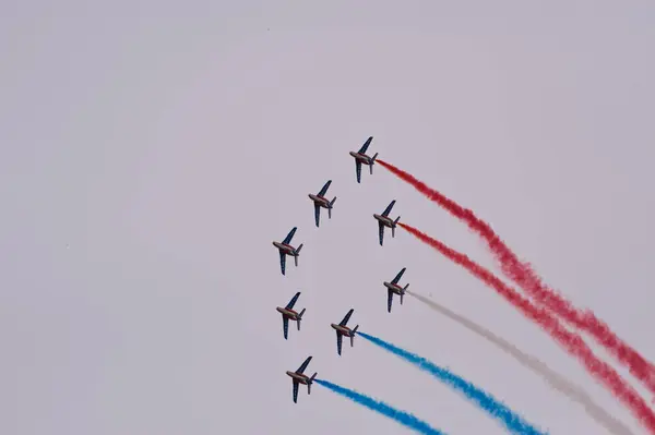 Patrouille France Paf Team Dimostrazione Acrobatica Precisione Dell Aeronautica Militare — Foto Stock