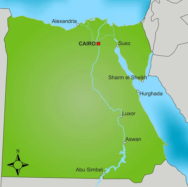 Mapa Ilustração Egito Branco — Fotografia de Stock