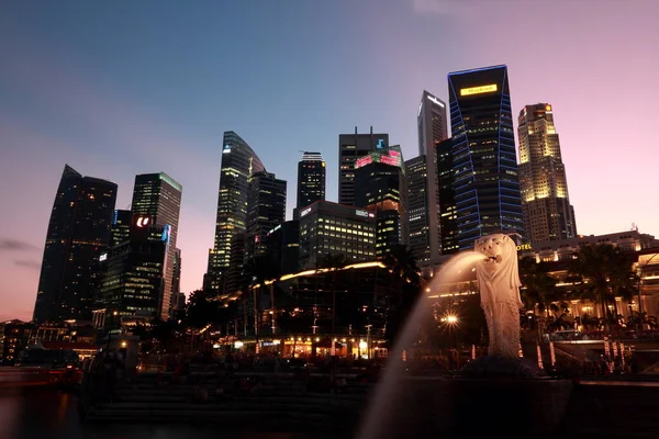 Singapore Stad Byggnad Belysning Natten — Stockfoto