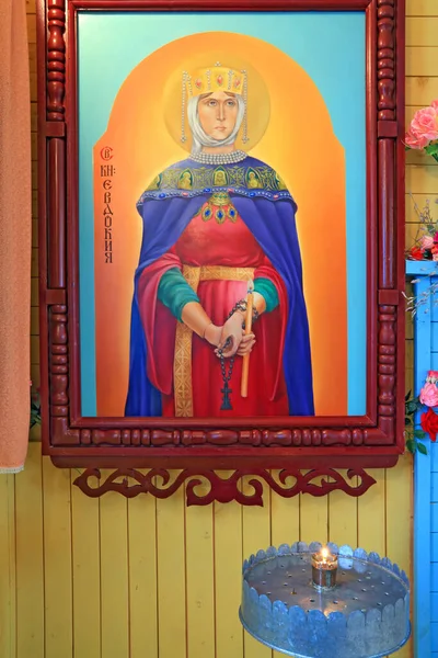 Ikona Venkovském Ruském Ortodoxním Kostele — Stock fotografie