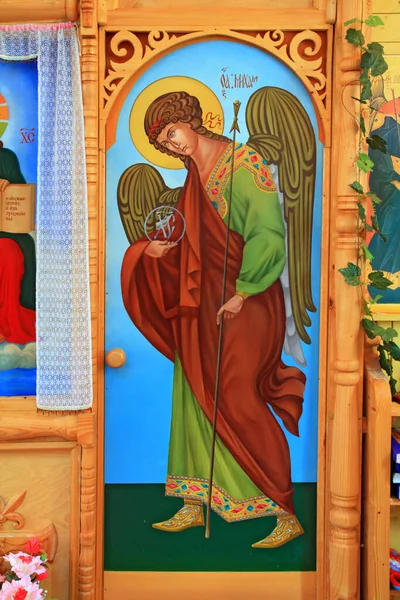 Ikon Orosz Vidéki Ortodox Templomban — Stock Fotó