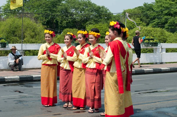Чанг Май Тайланд Апреля 2012 Года Неизвестные Параде Фестивале Сонгкран — стоковое фото