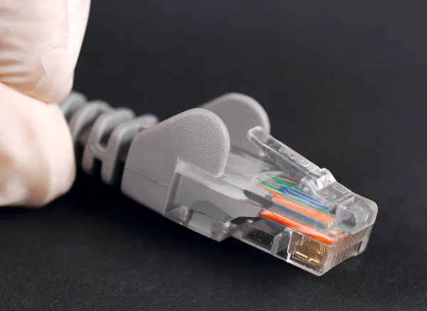 Βύσματα Ethernet Στο Παρασκήνιο Κοντινό — Φωτογραφία Αρχείου