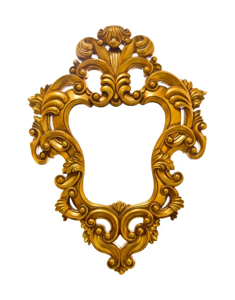 Golden Sculpture Frame Isolated Clipping Path — Stock Photo, Image