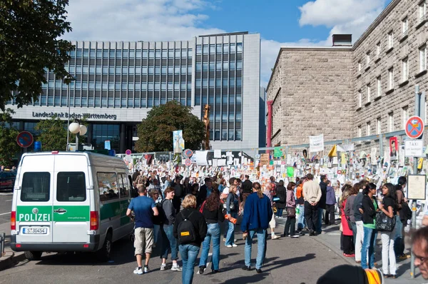 Stuttgart Sierpnia Demonstracja Przeciwko Planom S21 — Zdjęcie stockowe