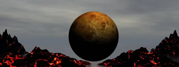 Вулкан Планета Барвиста Ілюстрація — стокове фото