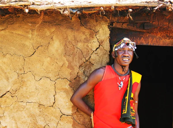 Retrato Del Guerrero Masai Mara — Foto de Stock