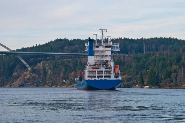 Container Ship Svinesund Bridge — Stock Photo, Image