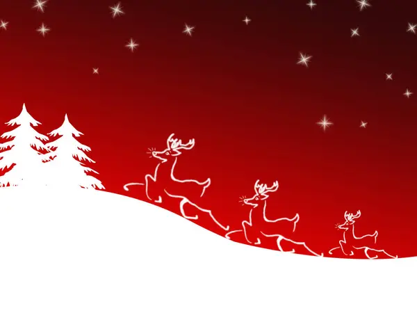 クリスマスバックラウンドと鹿 美しいお祝いのクリスマスカード — ストック写真