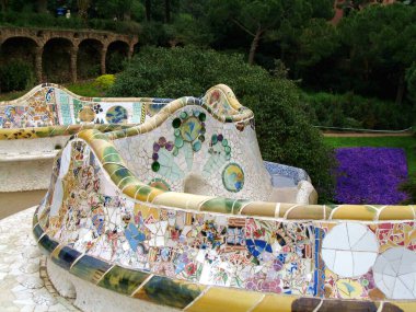 Park Guell 'in dış elementlerinin güzel manzarası
