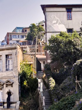 Valparaiso 'daki evlerin güzel manzarası