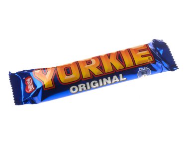 Beyaz arkaplanda Yorkie Çikolatası