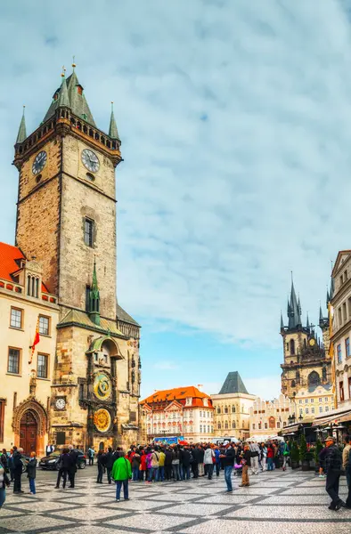 Altstädter Ring Mit Touristen Prag — Stockfoto
