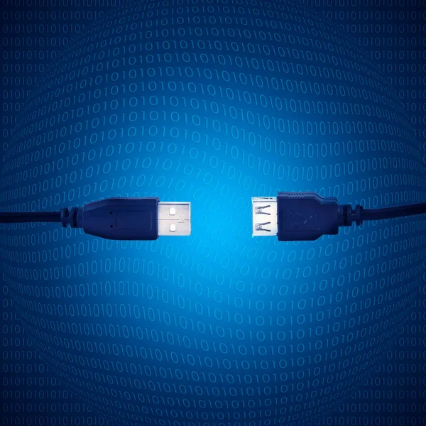 Dijital Arkaplanda Mavi Usb Kabloları — Stok fotoğraf