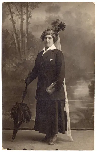 Woman Vintage Photo Black White — Stock Photo, Image
