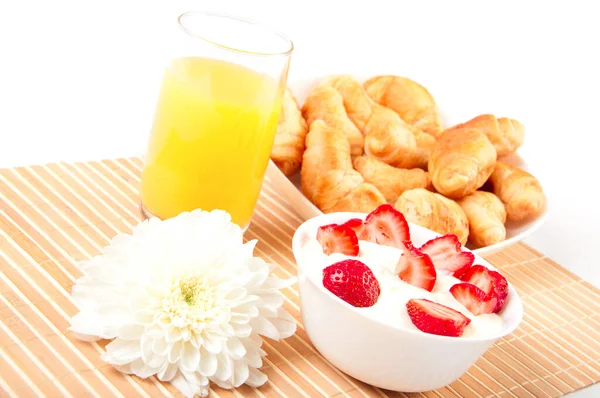 Breakfast Berries Orange Juice Croissant — Stock Photo, Image