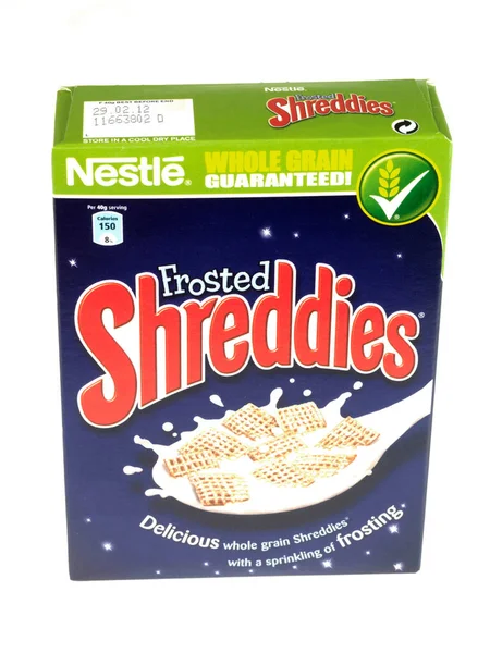 Box Frosted Shreddies White Background — Stock Photo, Image