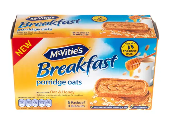 Porridge Oats Breakfast Bar White Background — Stock Photo, Image