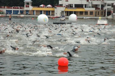 Poznan Polonya 'da Malta' da triatlon yüzme, 04.08.2013