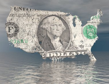 ABD haritası şeklinde Amerikan Doları işareti