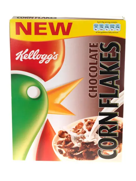 Chocolate Cornflakes Breakfast Cereals White Background — Stock Photo, Image