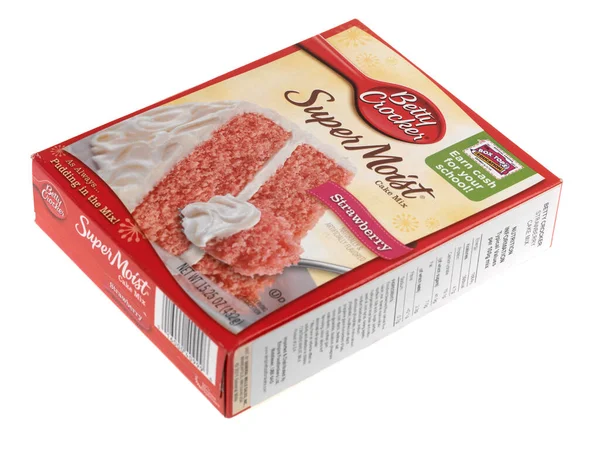 Scatola Mix Torta Fragole Sfondo Bianco — Foto Stock