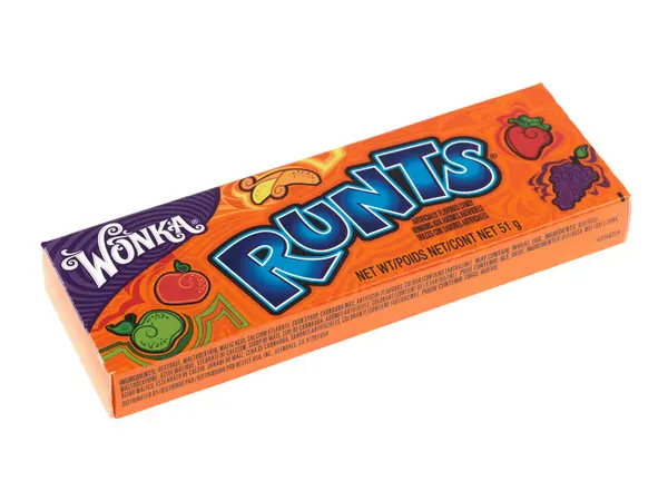 Wonka Kutusu Beyaz Arkaplanda Şeker Şekerleri Çalıştırıyor — Stok fotoğraf