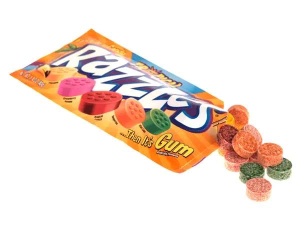 Razzles Candy Gum Fehér Alapon — Stock Fotó