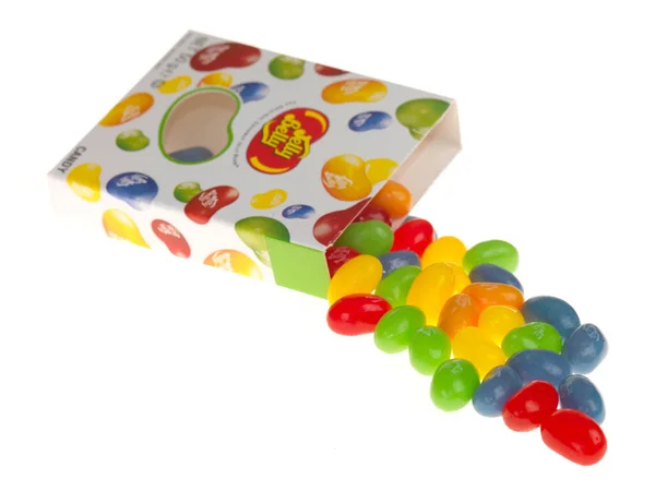 Sour Jelly Beans Fundo Branco — Fotografia de Stock