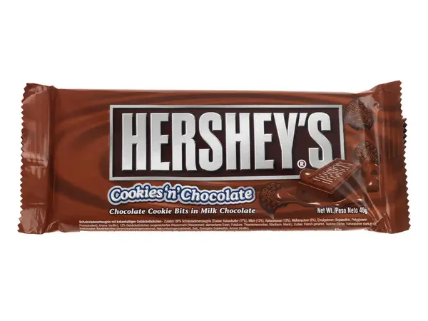 Barra Chocolate Biscoitos Hershey Fundo Branco — Fotografia de Stock