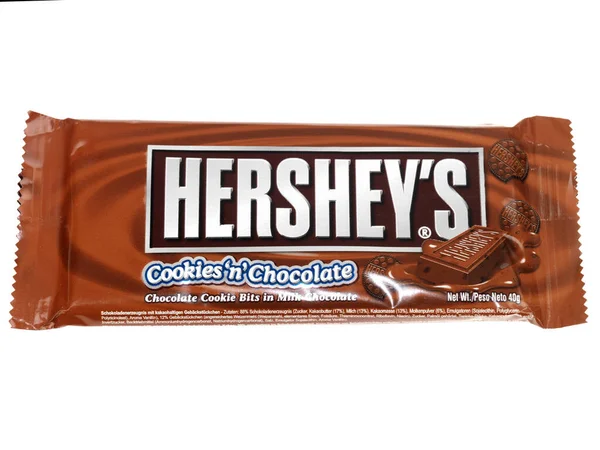 Barra Chocolate Biscoitos Hershey Fundo Branco — Fotografia de Stock