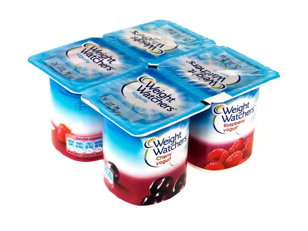 Weight Watchers Summer Fruit Yogurts White Background — Stock Photo, Image