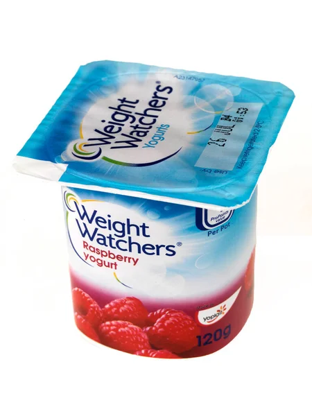 Weight Watchers Raspberry Yogurt White Background — Stock Photo, Image