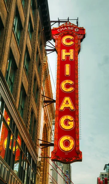 Sinal Néon Teatro Chicago — Fotografia de Stock