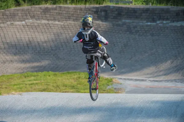 Cyclist Boy Training Bmx — Stock Photo, Image