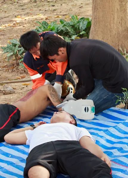 People at First aid training in the park