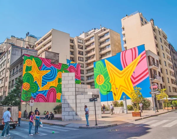 Kleurrijke Graffiti Santiago — Stockfoto