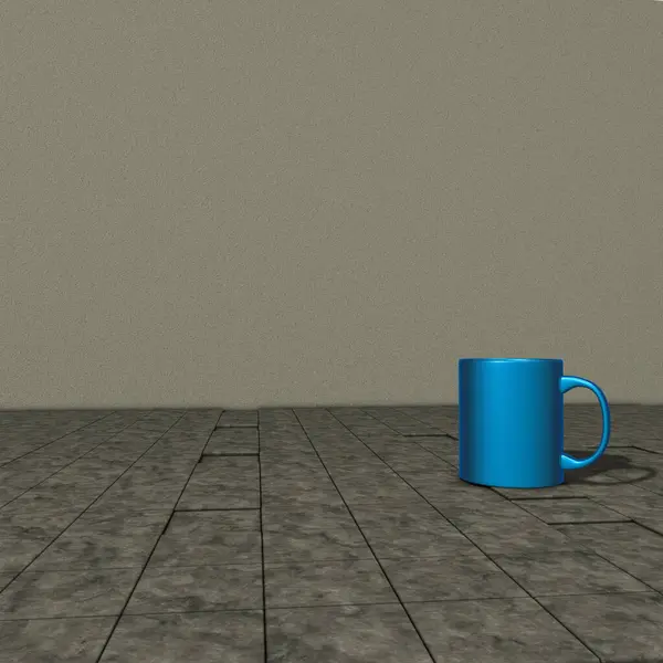蓝色杯子 3D插图 — 图库照片
