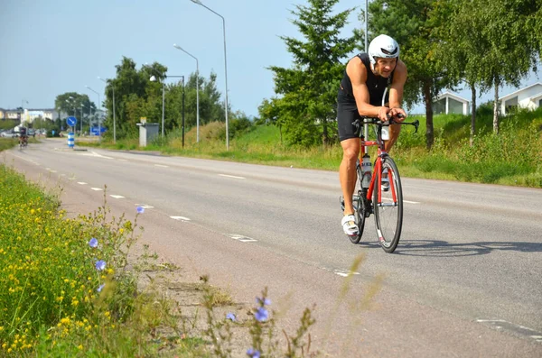 Britský Thriathlete Mark Clayton Akci Ironman Kalmar Švédsko 2013 — Stock fotografie