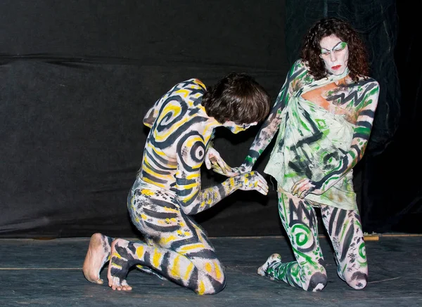 Účinkují Kostýmech Make Upu Divadelním Festivalu Akko Izrael — Stock fotografie