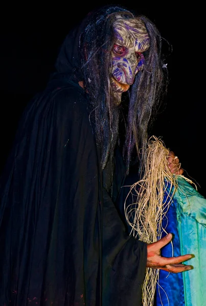 Interprète Homme Costume Masque Agissant Festival Théâtre Akko Israël — Photo