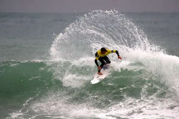 Surf Action Sport Surfer Mit Surfbrett — Stockfoto